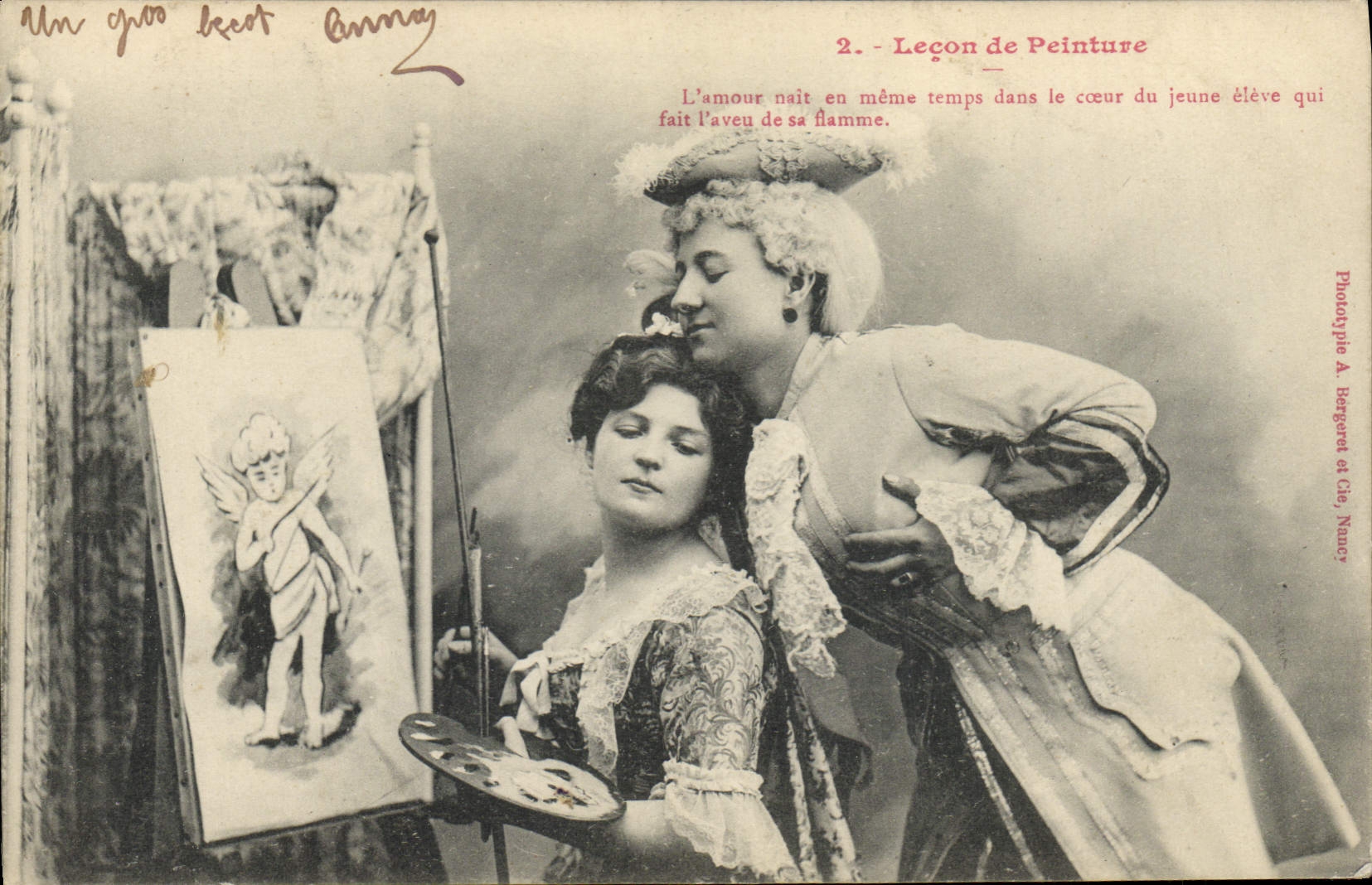 Vintage Postcard Imagination Women the lesson of painting angel