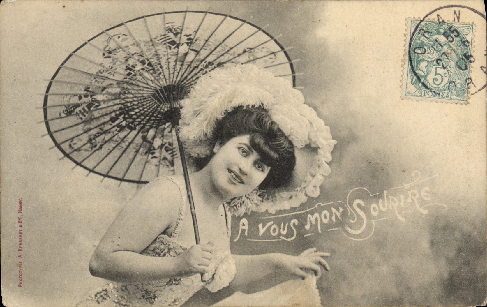 Vintage Postcard Imagination Woman A you my smile