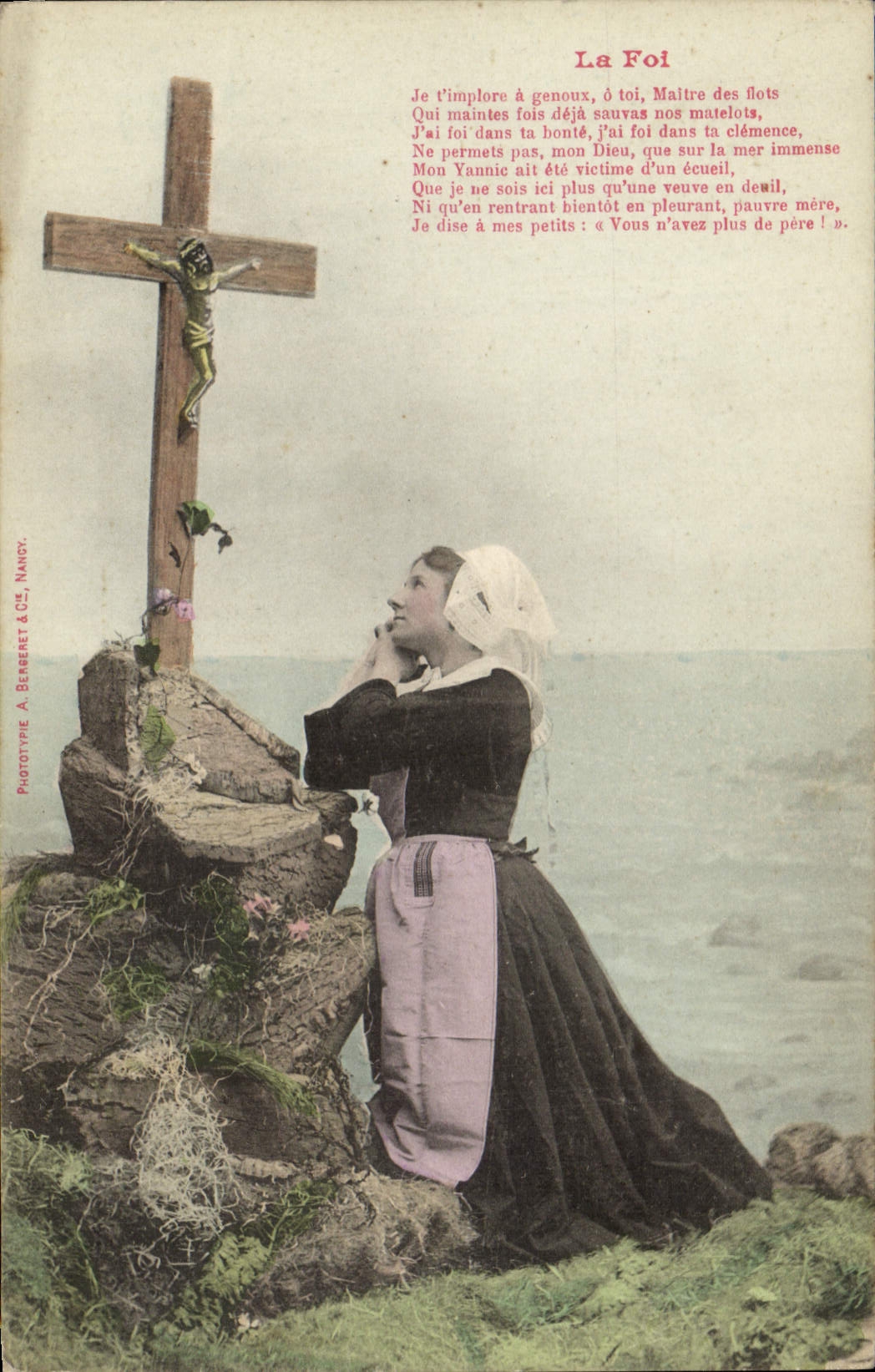 Vintage Postcard Imagination Woman faith