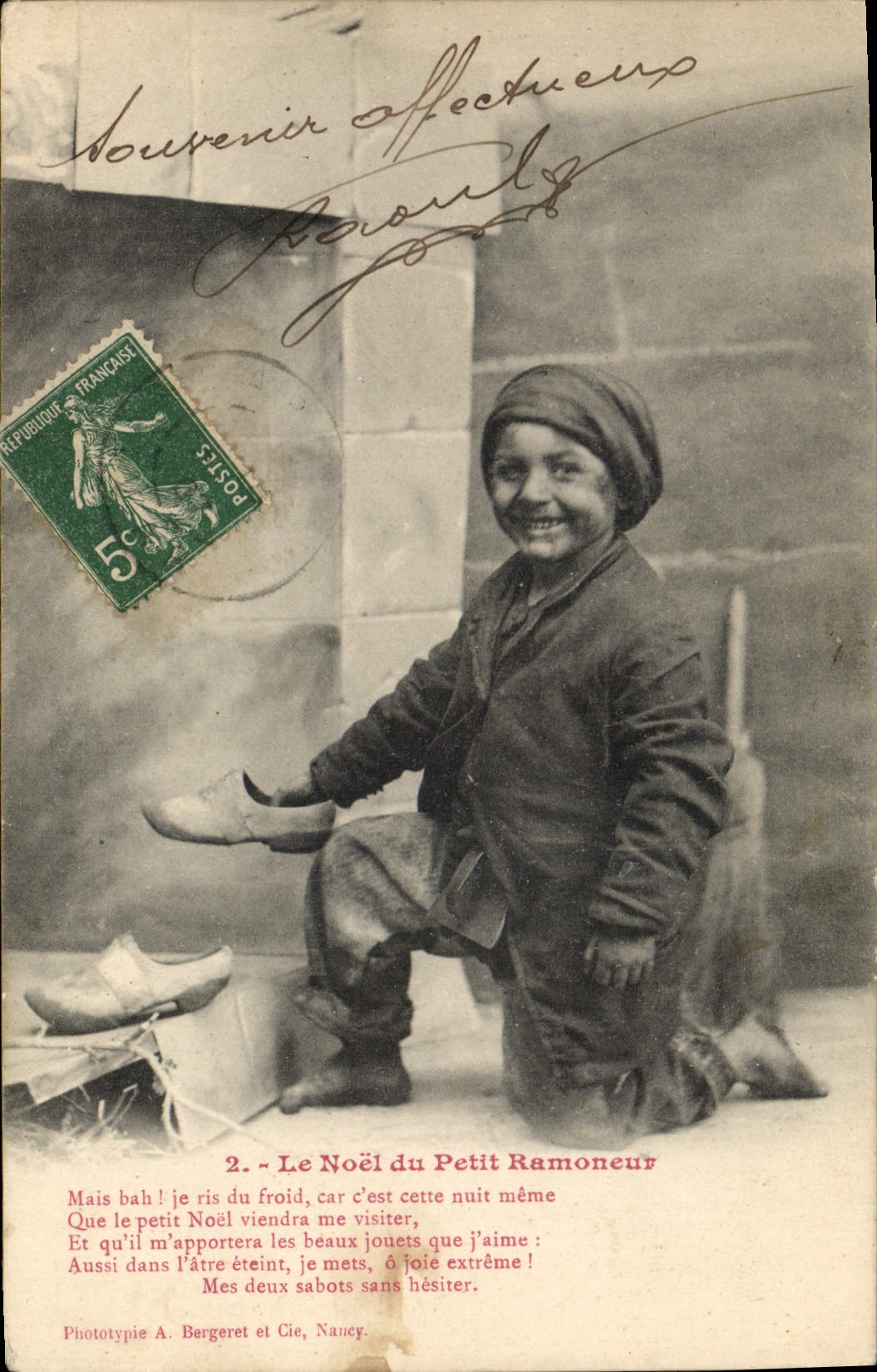 CPA Fantaisie Enfant Le Noel du petit ramoneur 