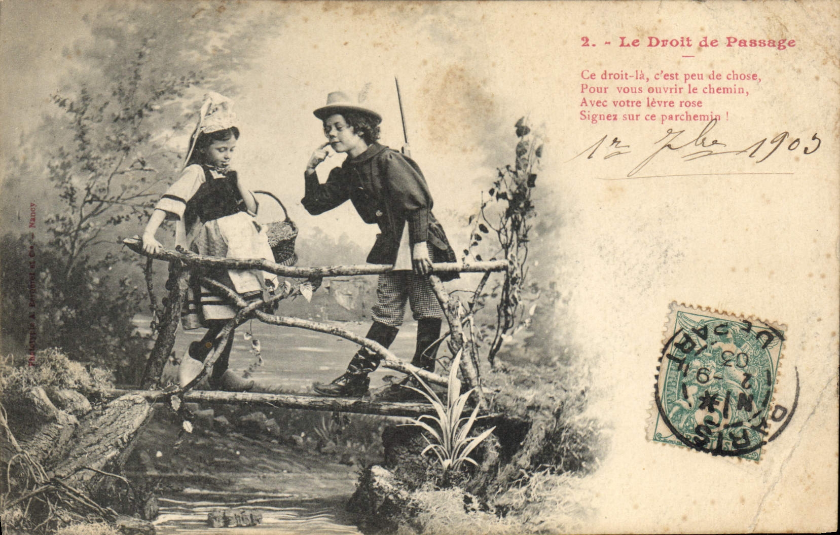 CPA Fantaisie Enfants Le droit de passage Chasse Chasseur 