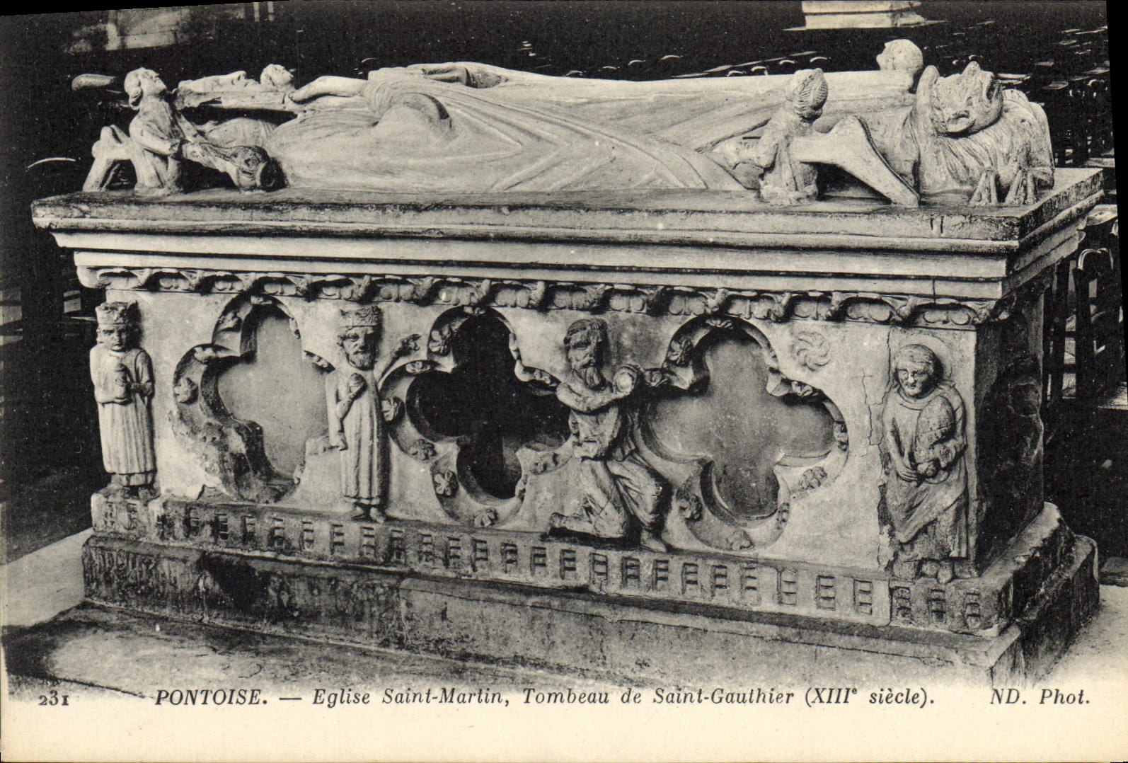 Vintage Postcard Dead Pontoise Church Saint Martin Tomb of Saint Gauthier
