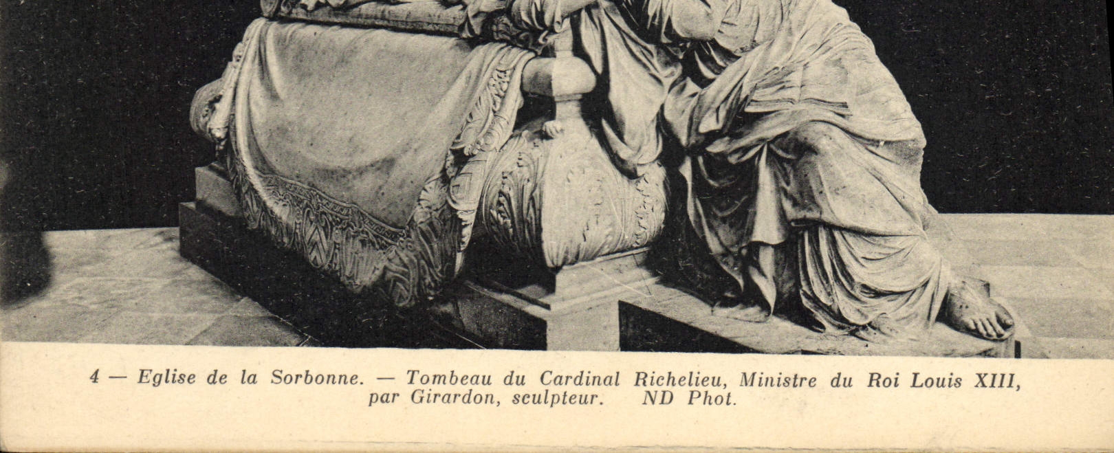 Postal Muerte París Iglesia de la Sorbona Tumba del cardenal Richelieu Ministro de Rey Louis XIII