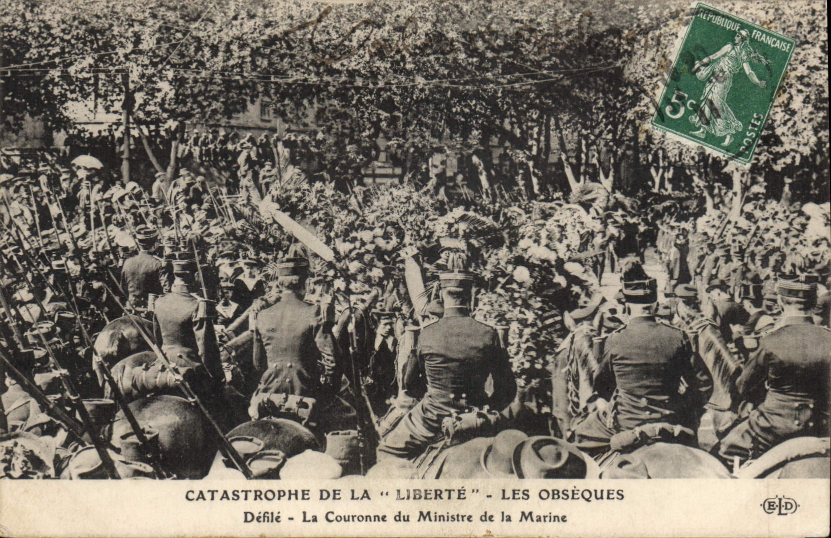 Vintage Postcard Dead Catastrophe of Freedom funerals Ravelled the crown of the Minister for the Navy