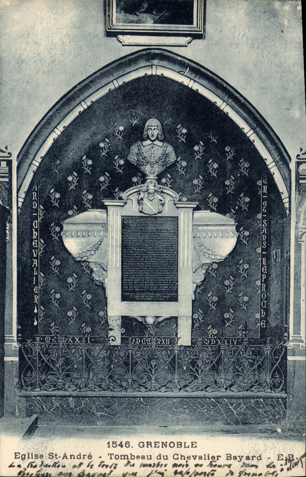 Vintage Postcard Dead Grenoble Church St Andre Tombeau of the knight Bayard