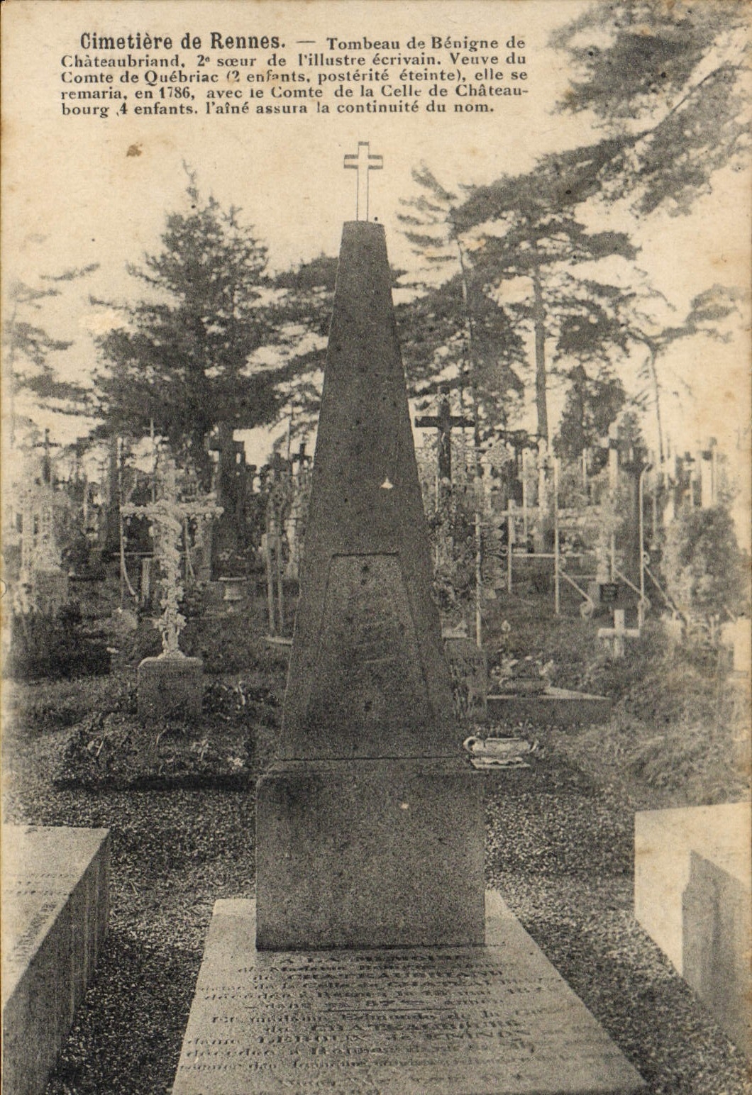 Vintage Postcard Dead Cemetery of Rennes Tomb of Benign of Chateaubriant
