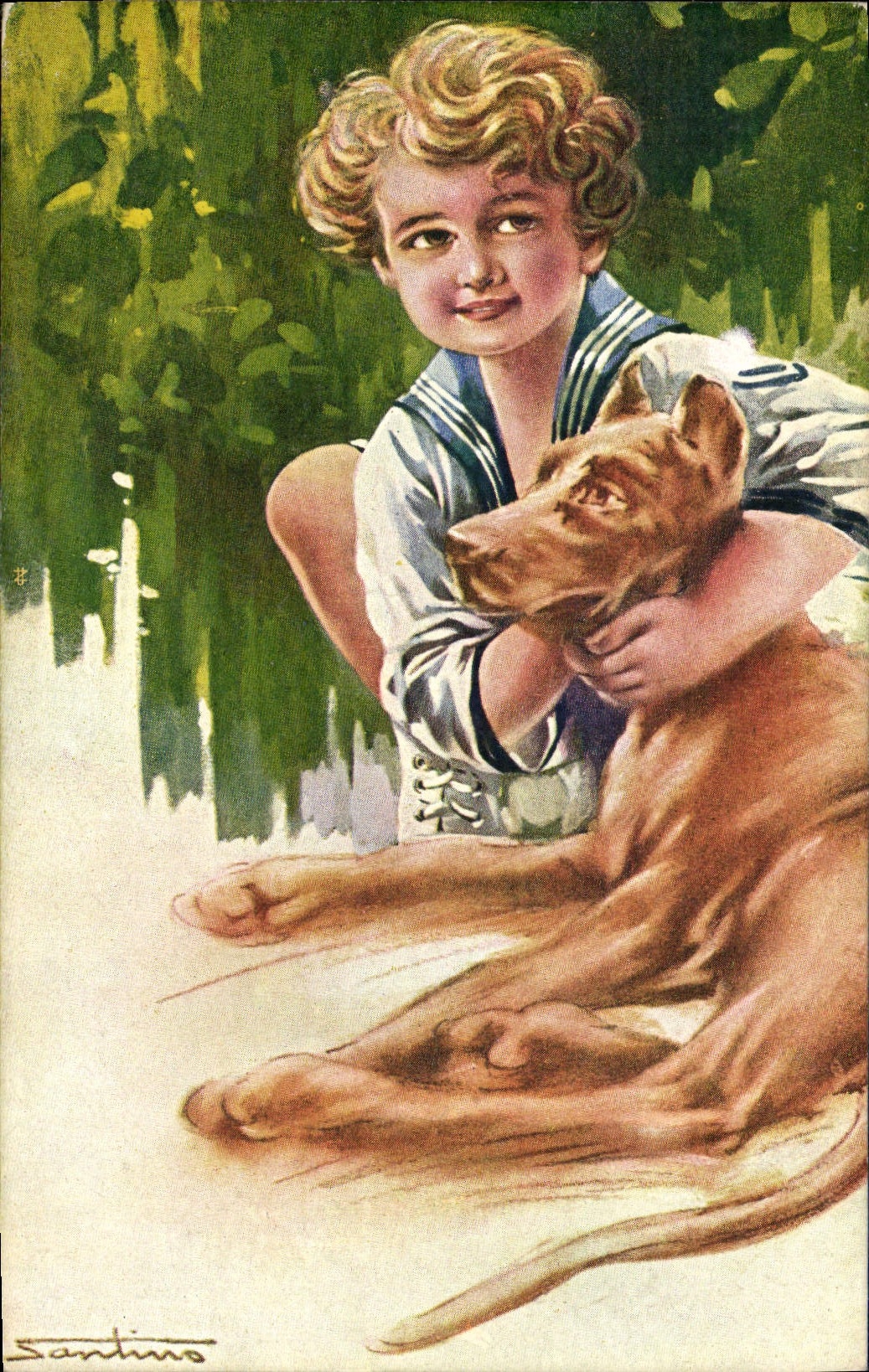 CPA Chien Chiens Chiot Enfant 