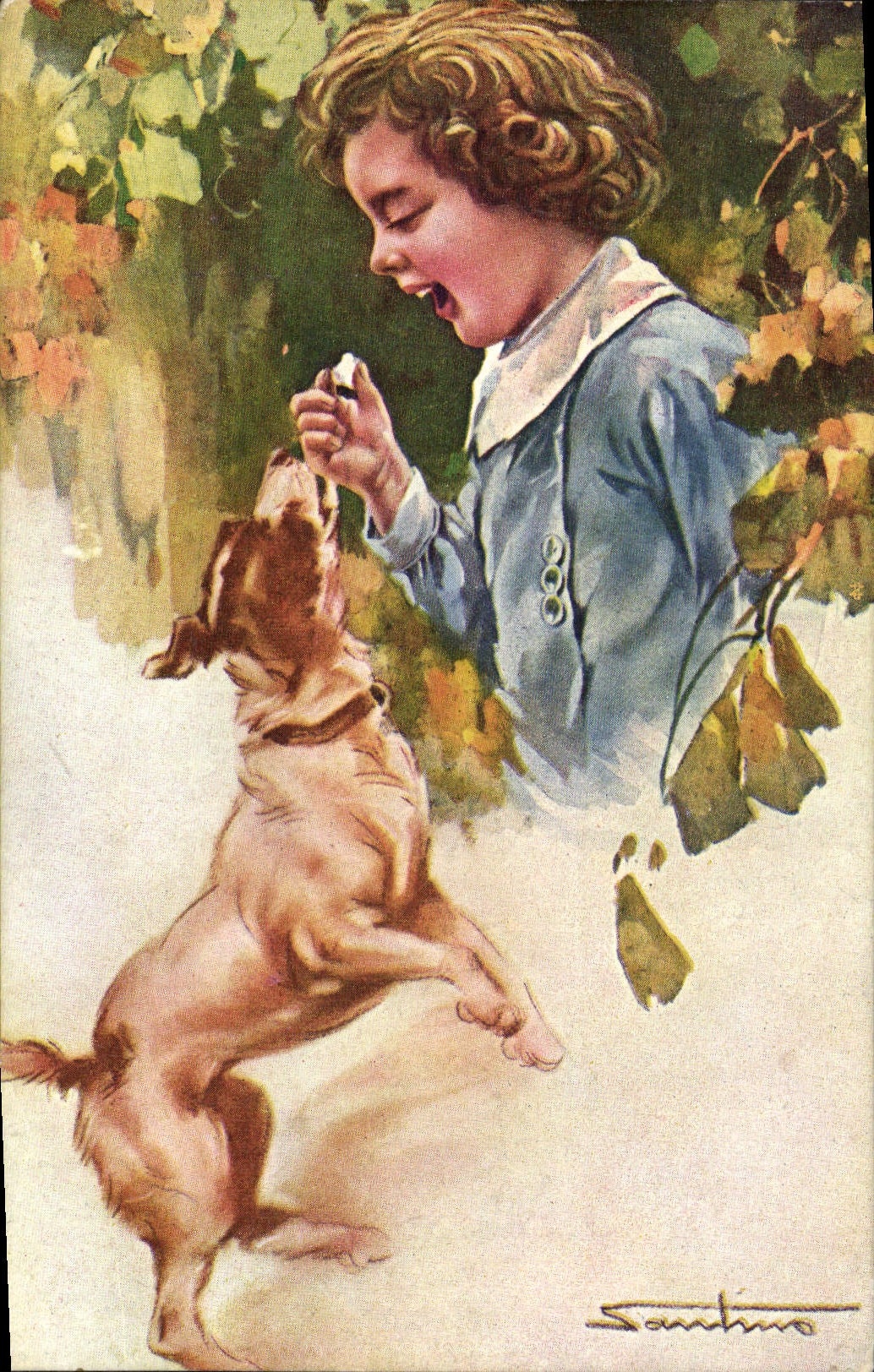 CPA Chien Chiens Chiot Enfant 