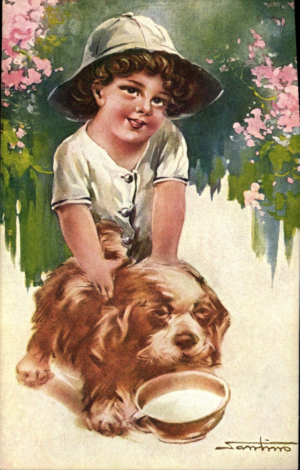 CPA Chien Chiens Chiot Enfant 
