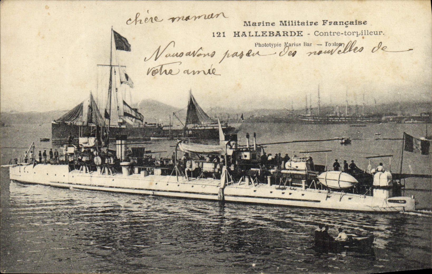 CPA Bateau Hallebarde Contre torpilleur 