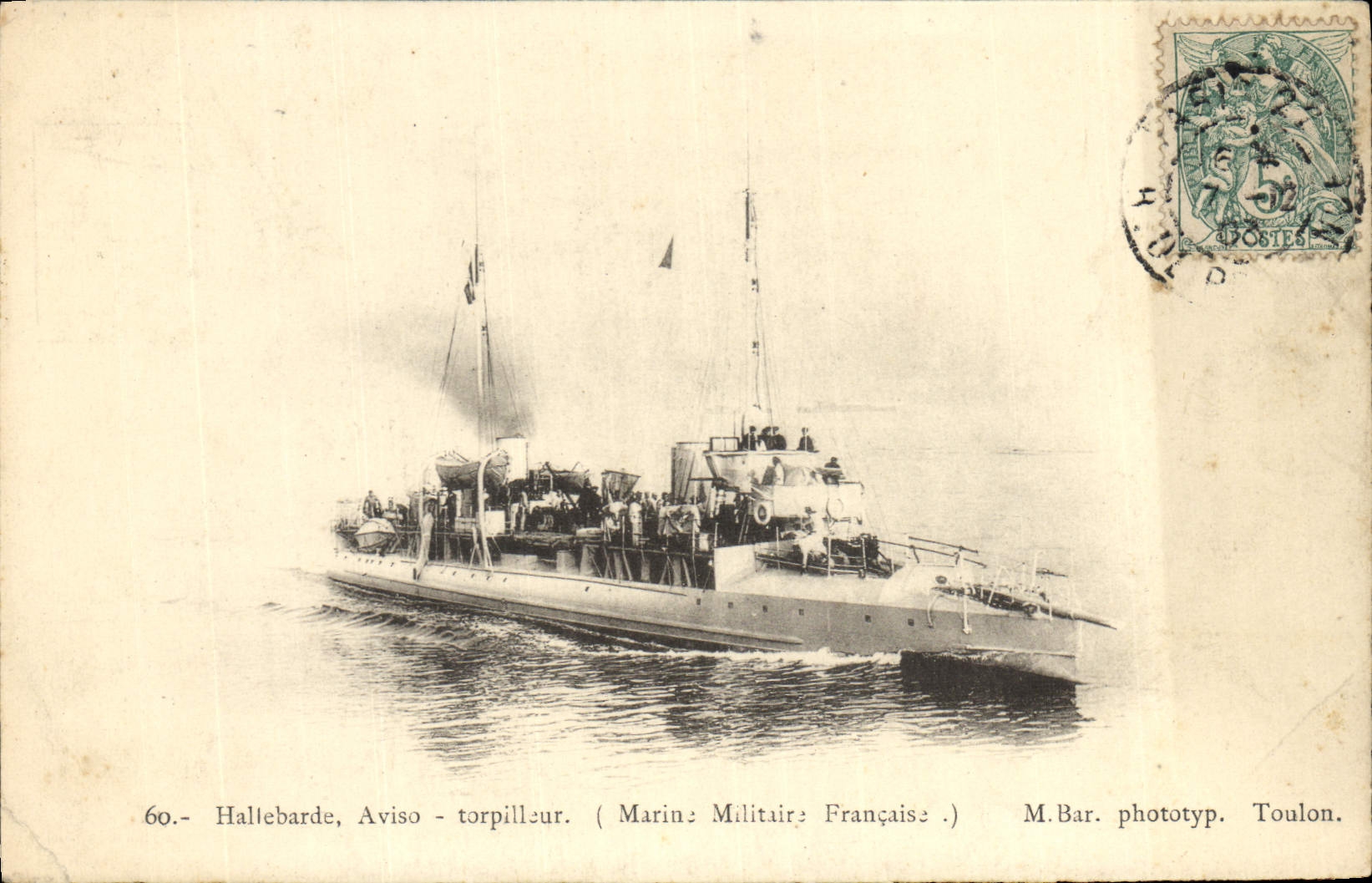 CPA Bateau Hallebarde Aviso Torpilleur 