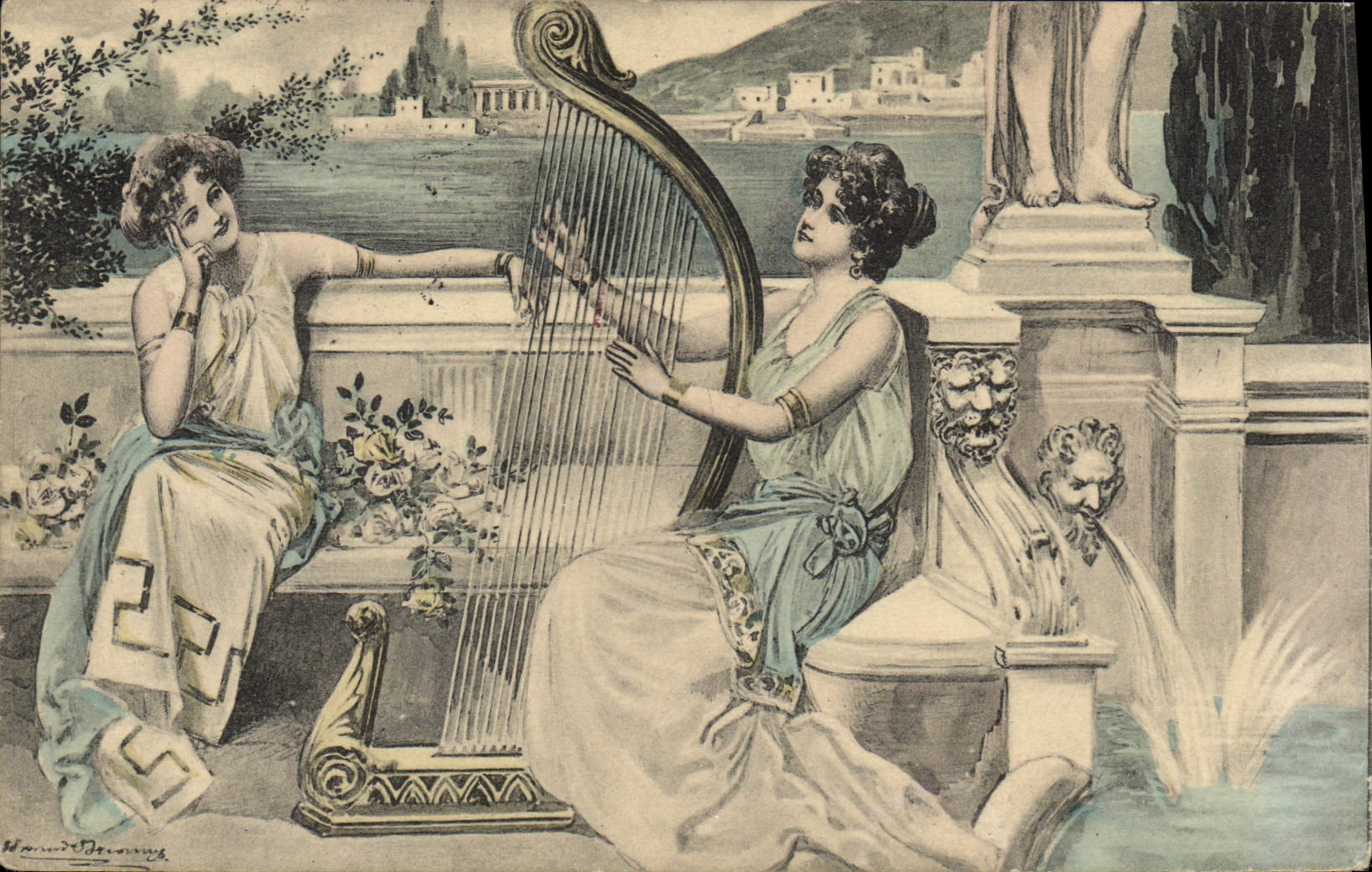 Vintage Postcard Fantaisie Illustrator Women Grips