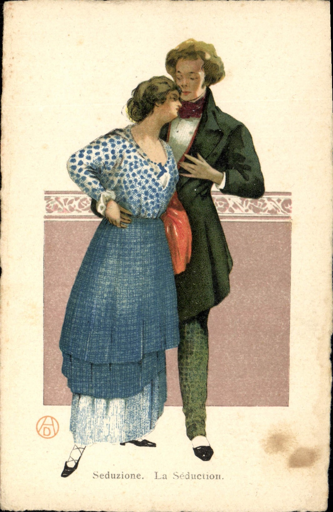 Vintage Postcard Imagination Illustrator Woman seduction
