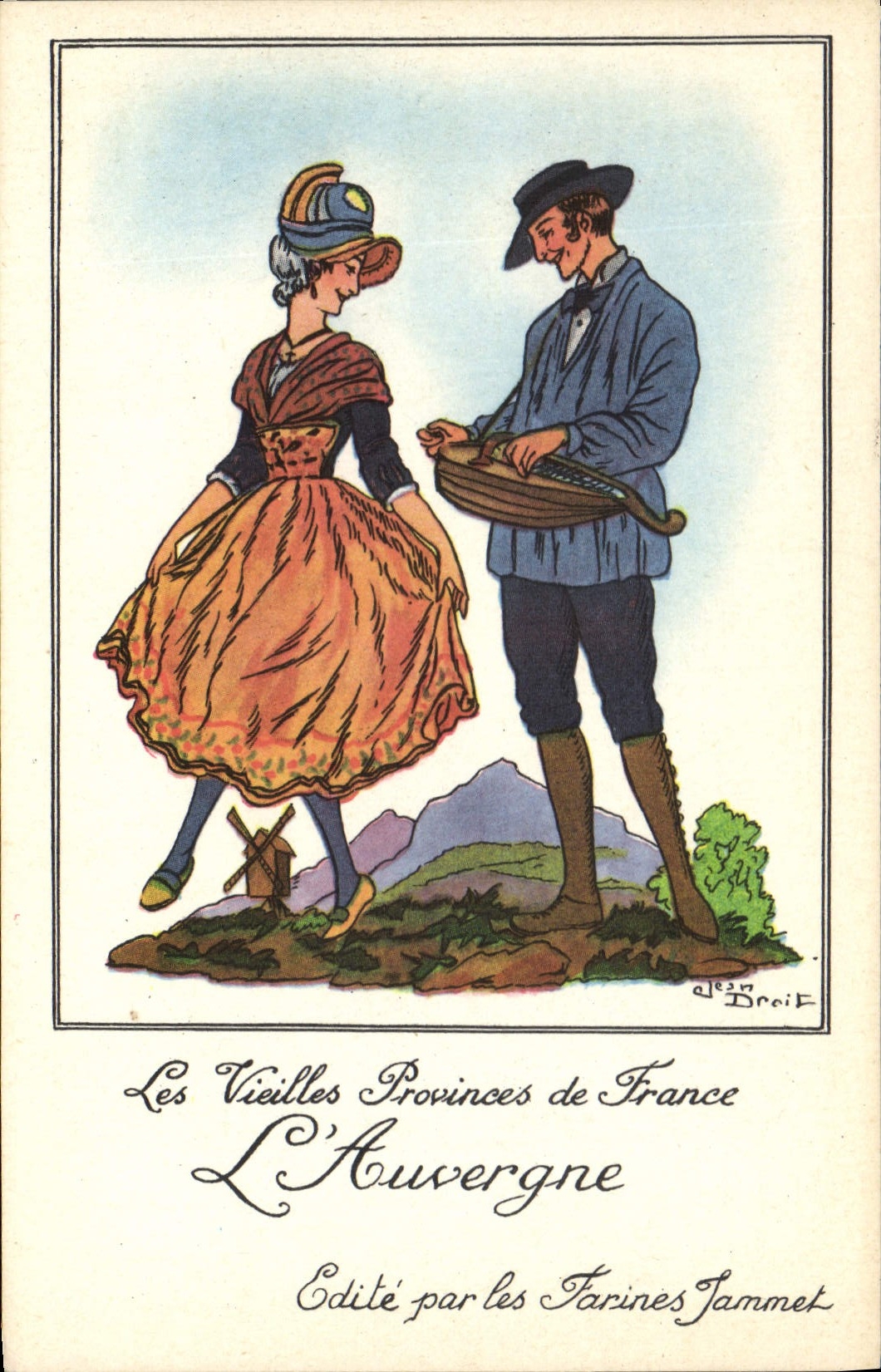 Vintage Postcard Imagination Illustrator Auvergne Jammet Flours