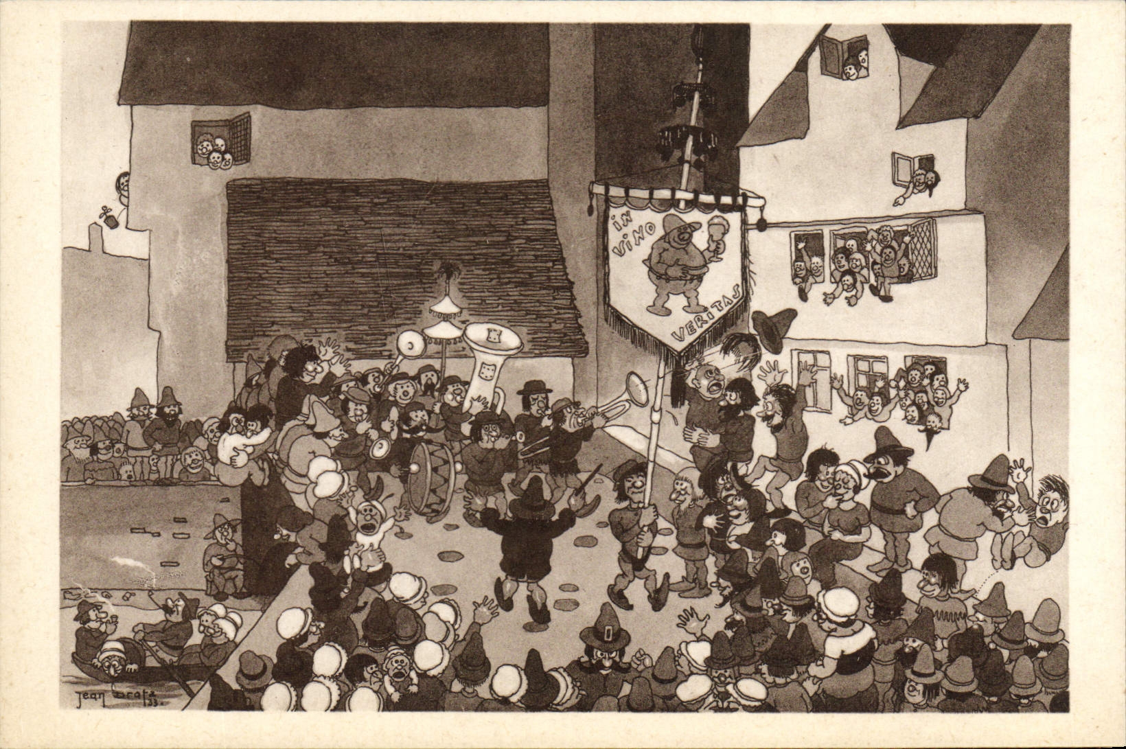 Vintage Postcard Imagination Illustrator Upon the old bridge The negro spiritual society Chicago