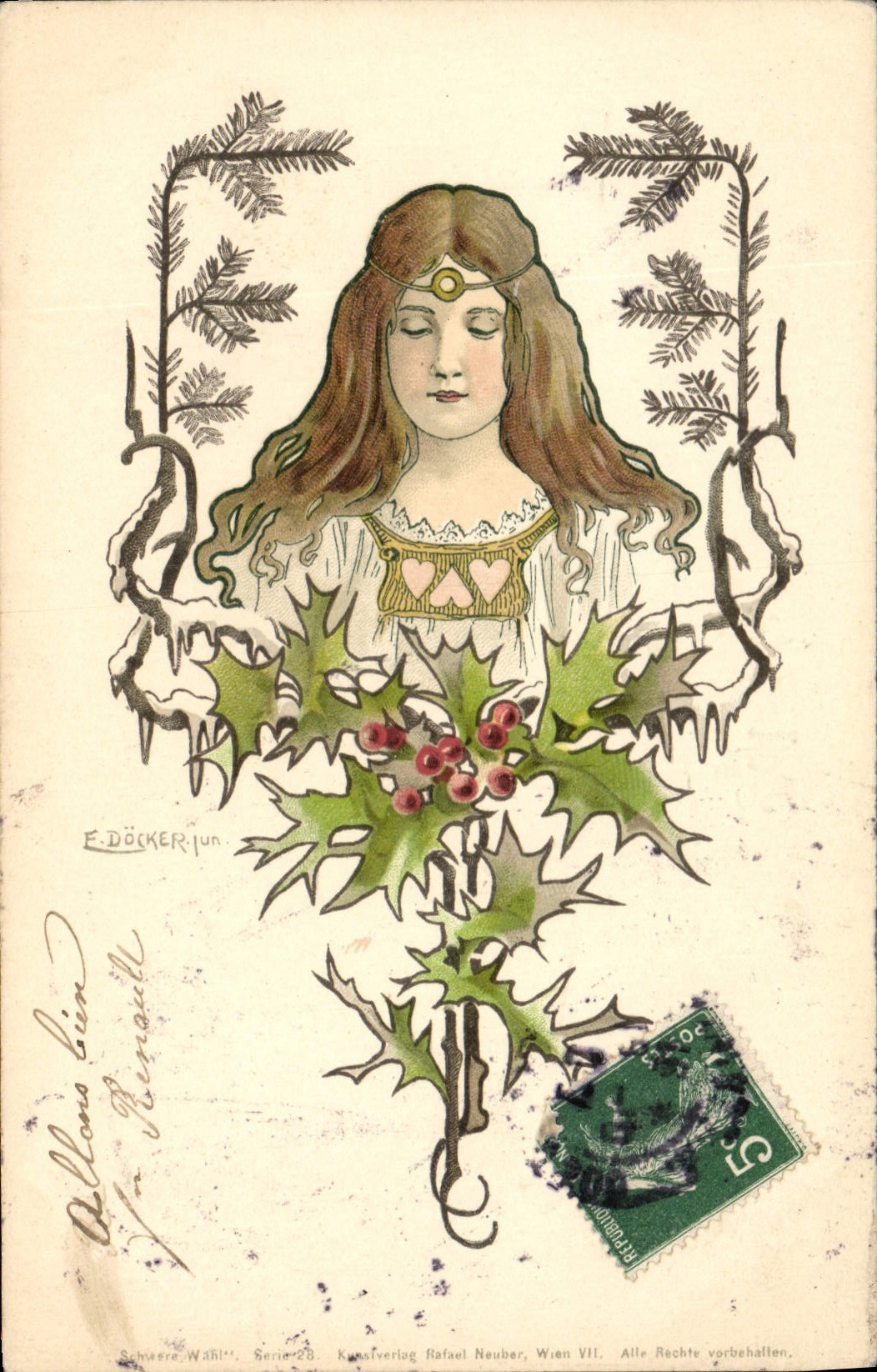 Vintage Postcard Imagination Illustrator Woman Docker