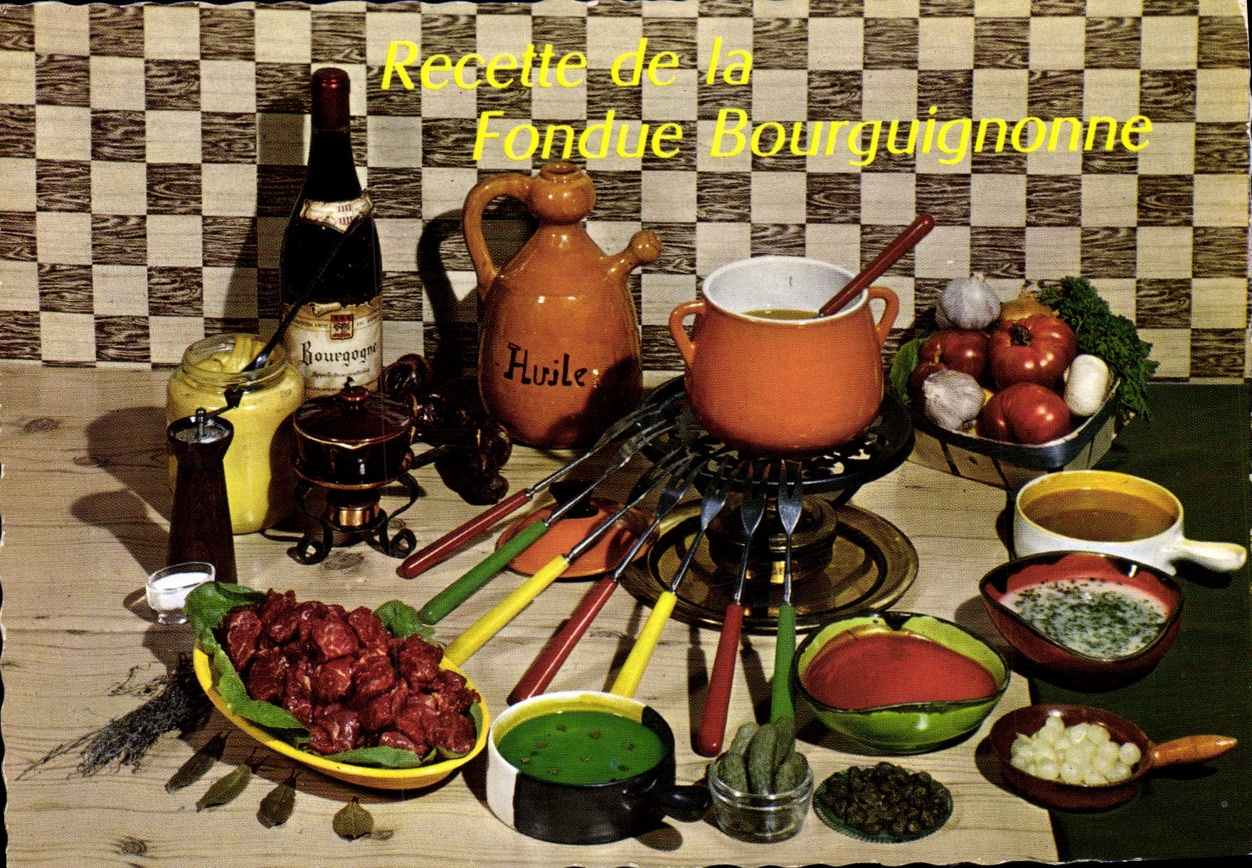 Postal Ingreso de la fondue de carne