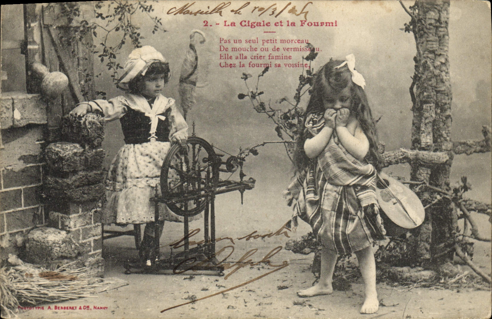 CPA Fantaisie Enfants La cigale et la fourmi