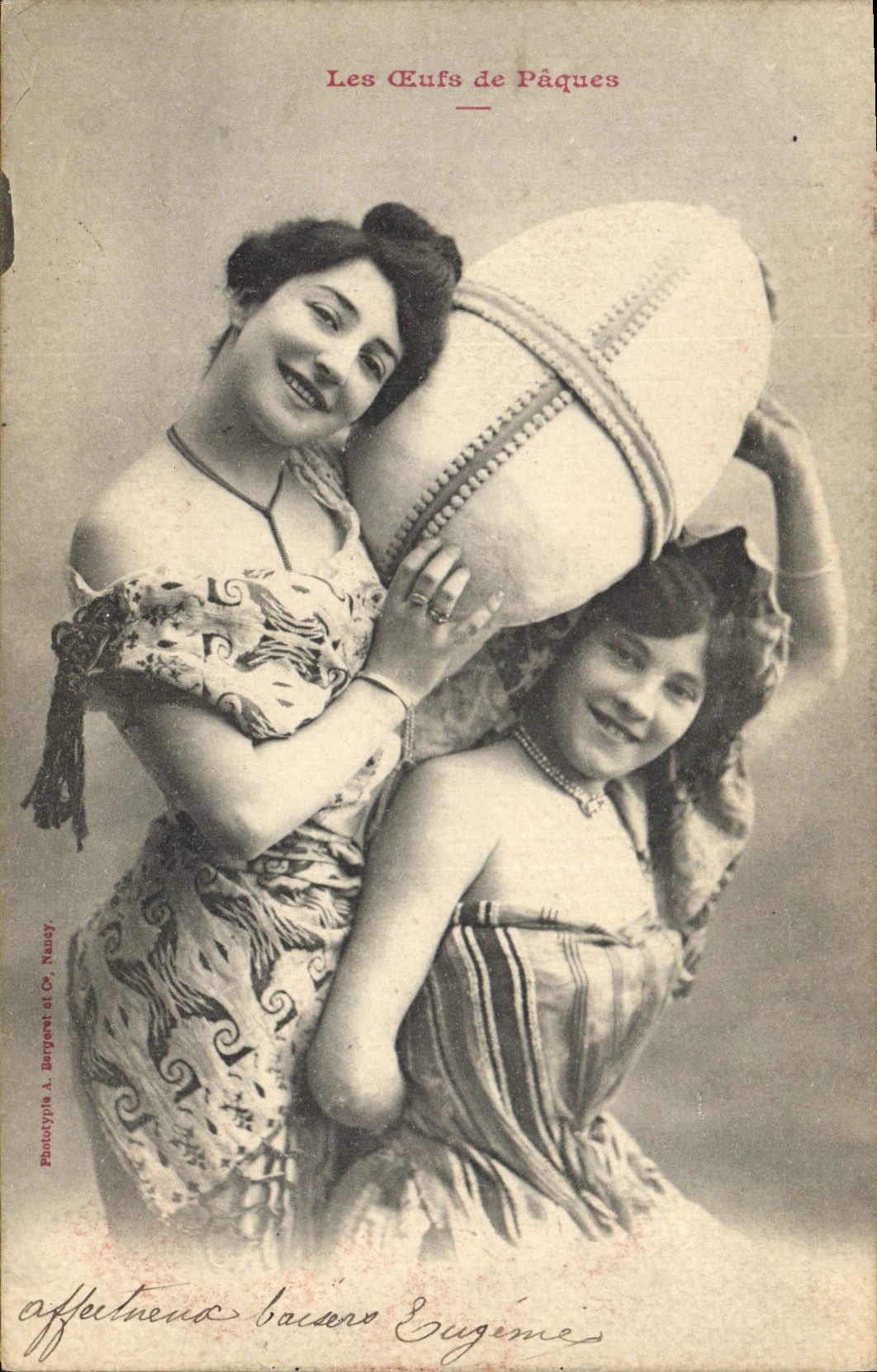 Vintage Postcard Imagination Women Easter eggs