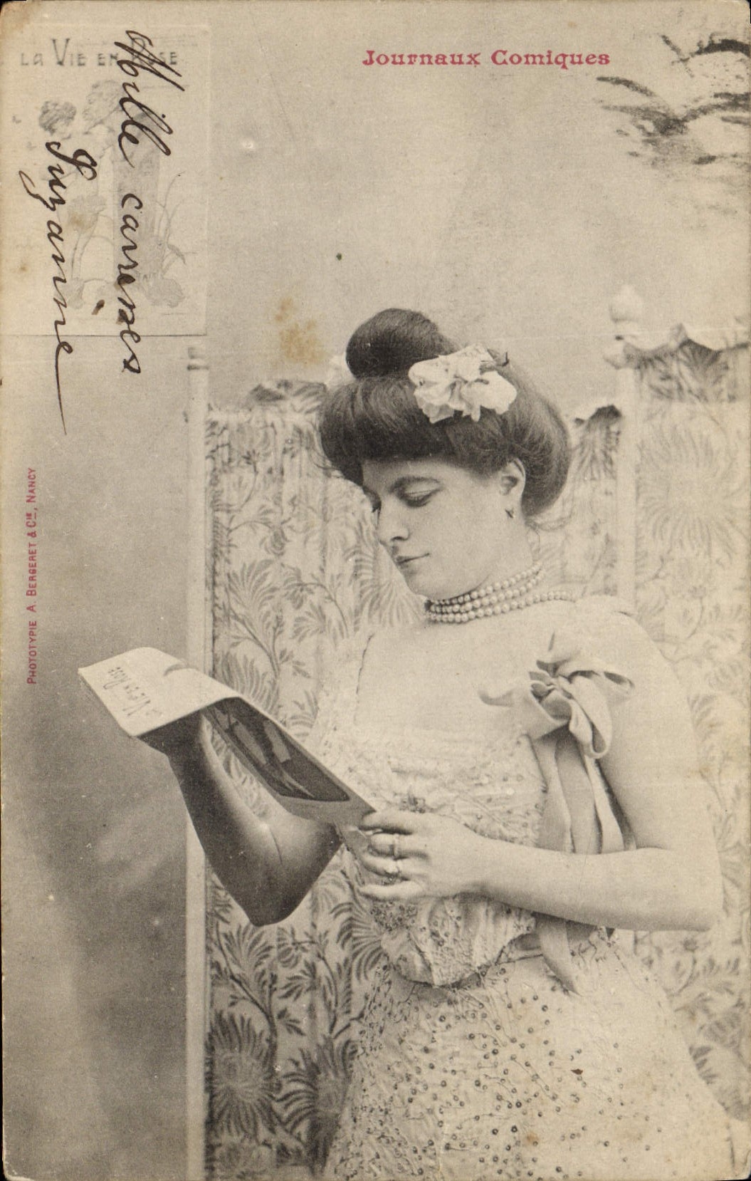 Vintage Postcard Imagination Woman comic Newspapers