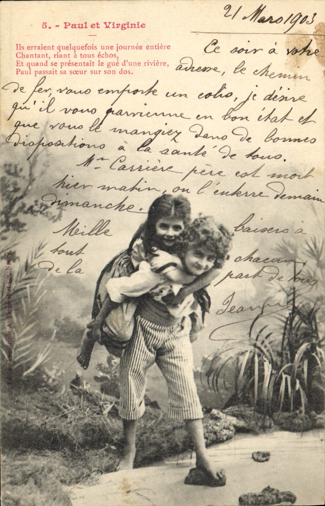 CPA Fantaisie Enfants Paul et Virginie 