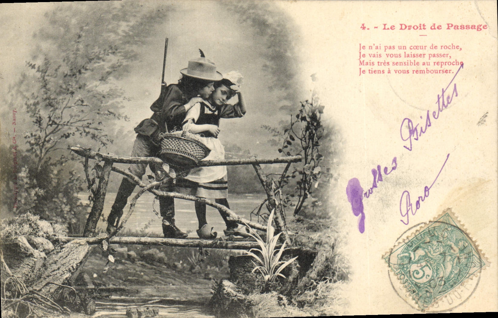 CPA Fantaisie Enfants Le droit de passage Chasseur Chasse 