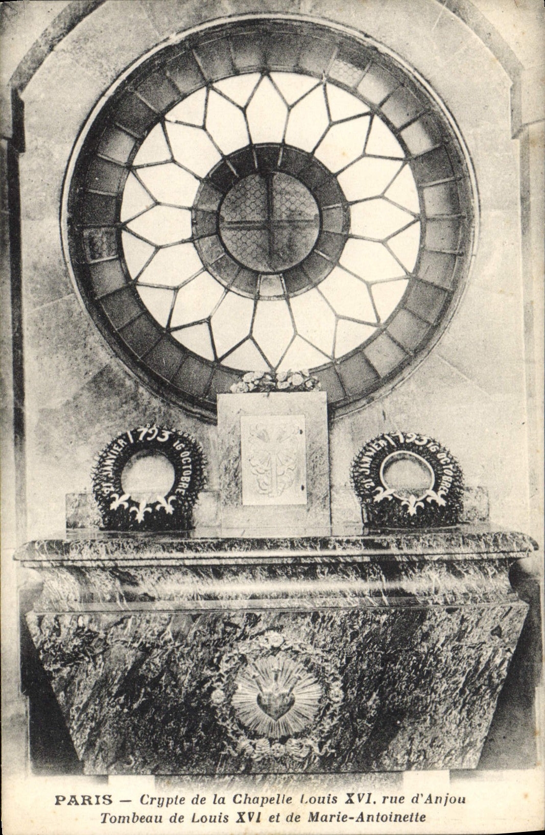 Vintage Postcard Paris Crypt of the vault Louis XVI Street of Anjou Tomb of Louis XVI and Marie Antoinette