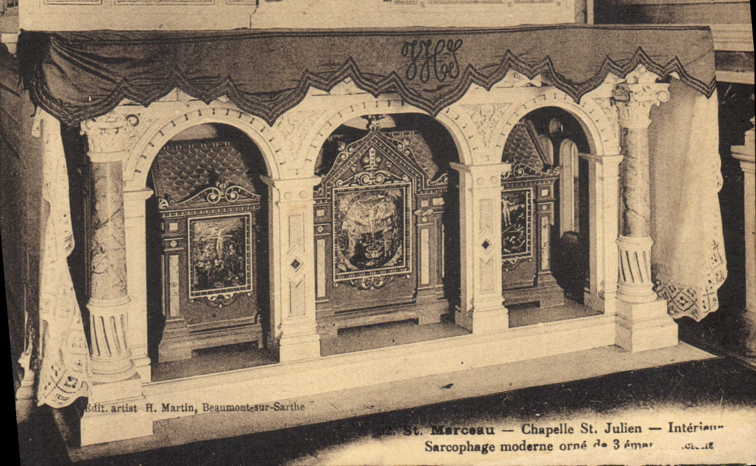 Vintage Postcard St Marceau Vault St Interior Julien modern Sarcophagus