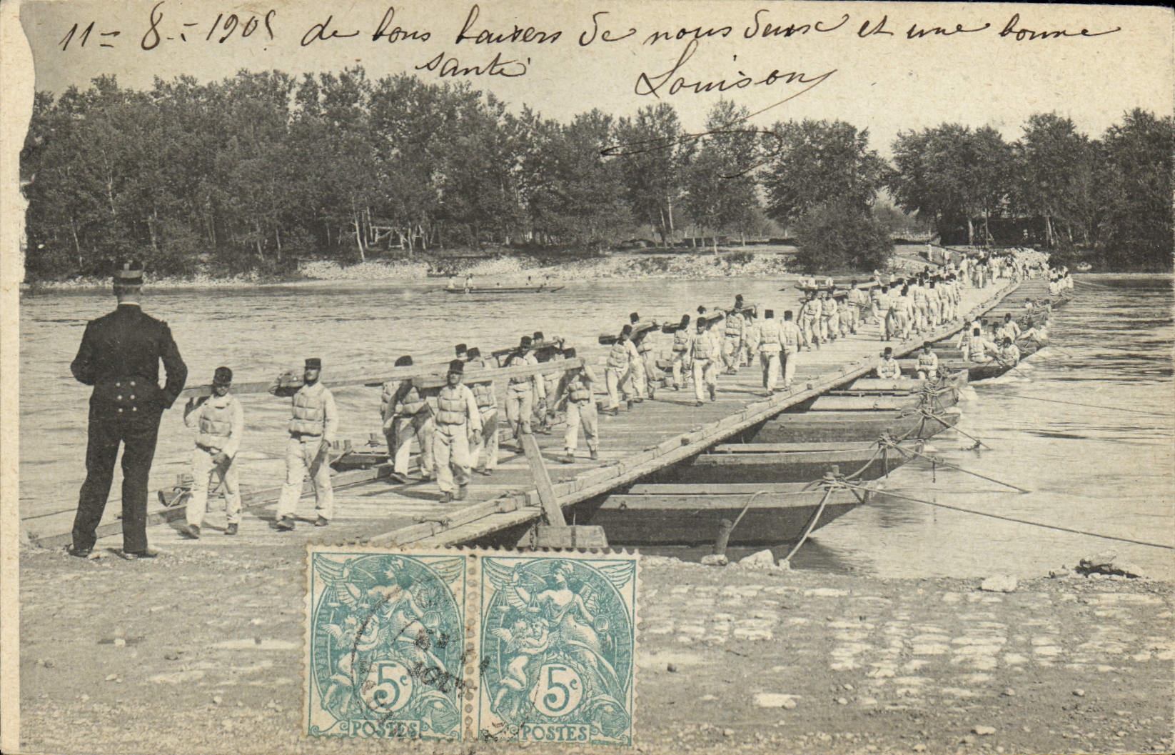 CPA Militaria Genie Construction d'un pont