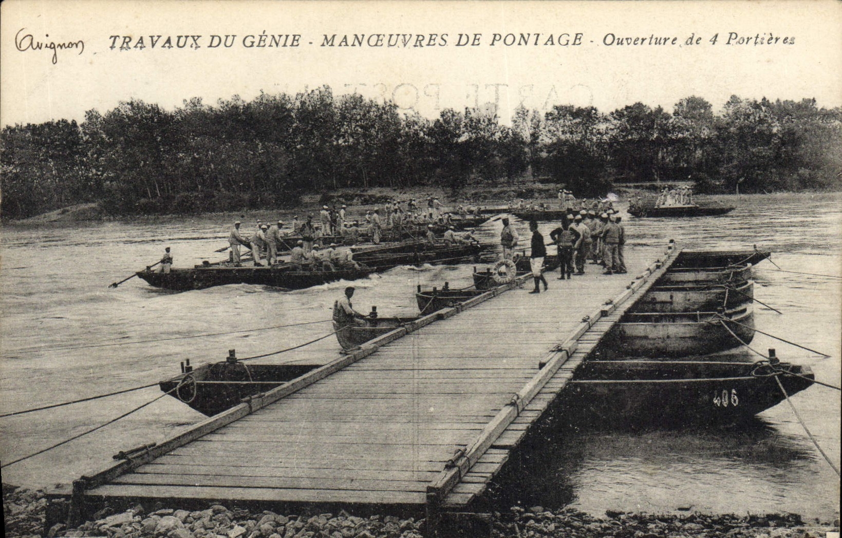 Postal Militaria Trabajos de la Ingeniería Maniobras de construcción de puentes Apertura de 4 puertas