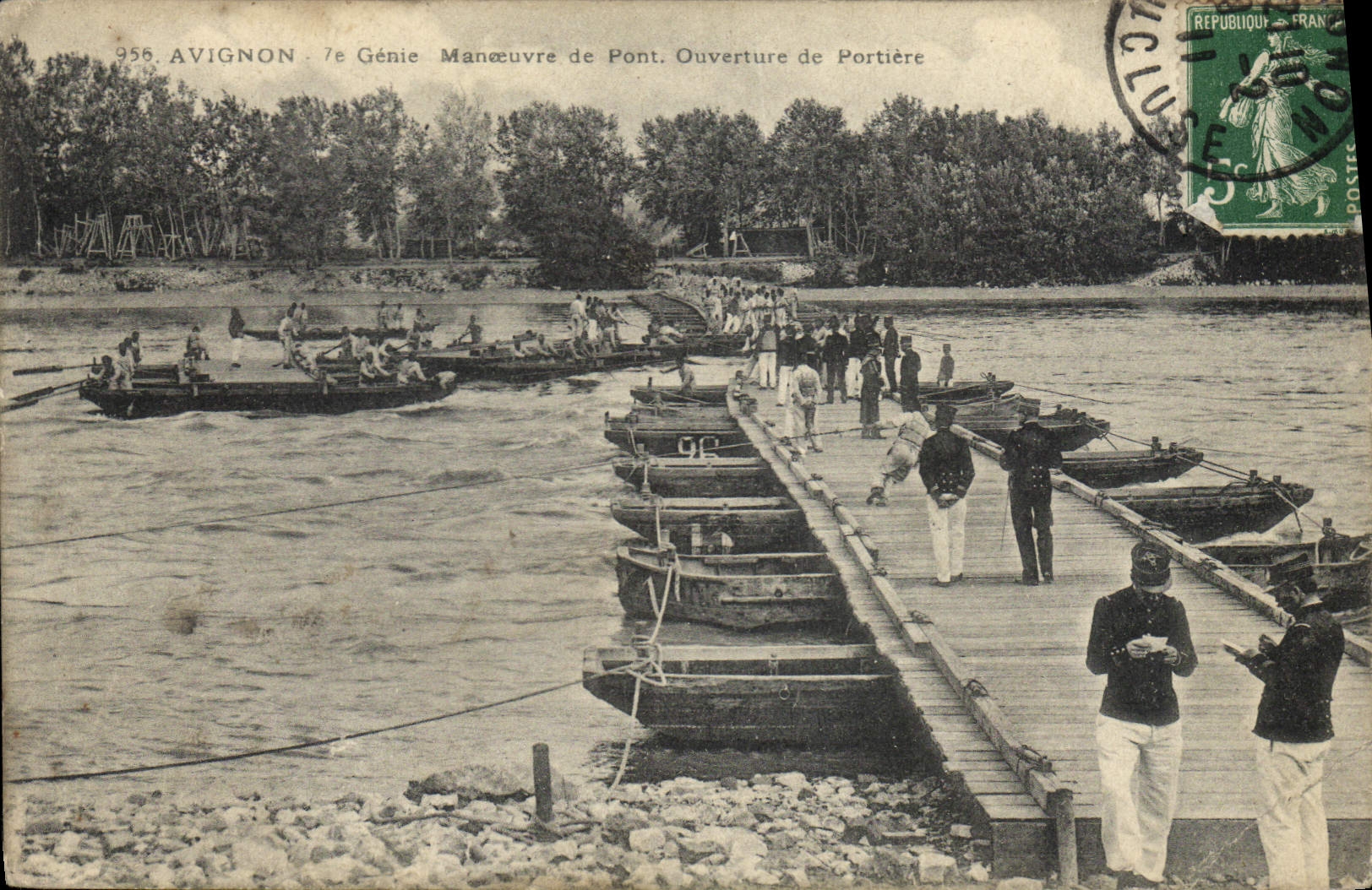 Vintage Postcard Militaria Avignon 7th Genius Operates Bridge opening of door