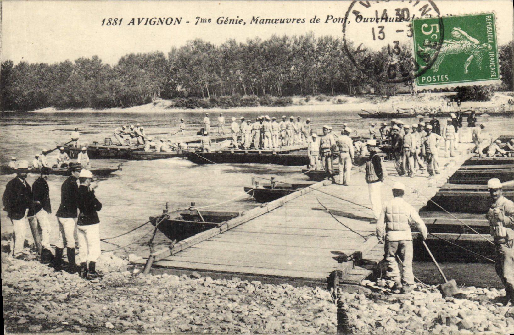 Postal Militaria Aviñón 7.o Ingeniería Maniobras del puente