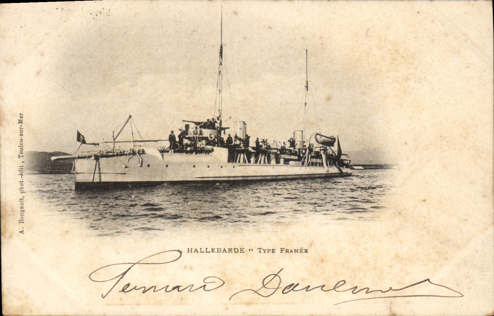 CPA Bateau Hallebarde Type Framee