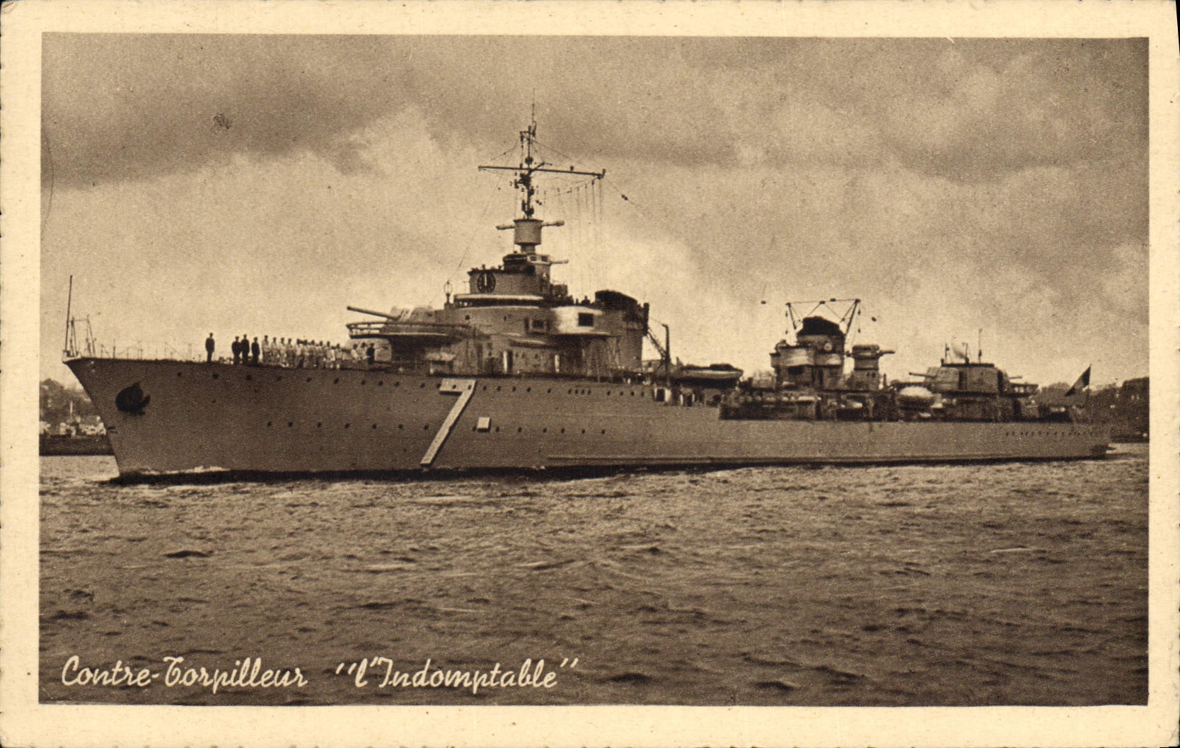 Vintage Postcard Boat Against destroyer the Untameable one