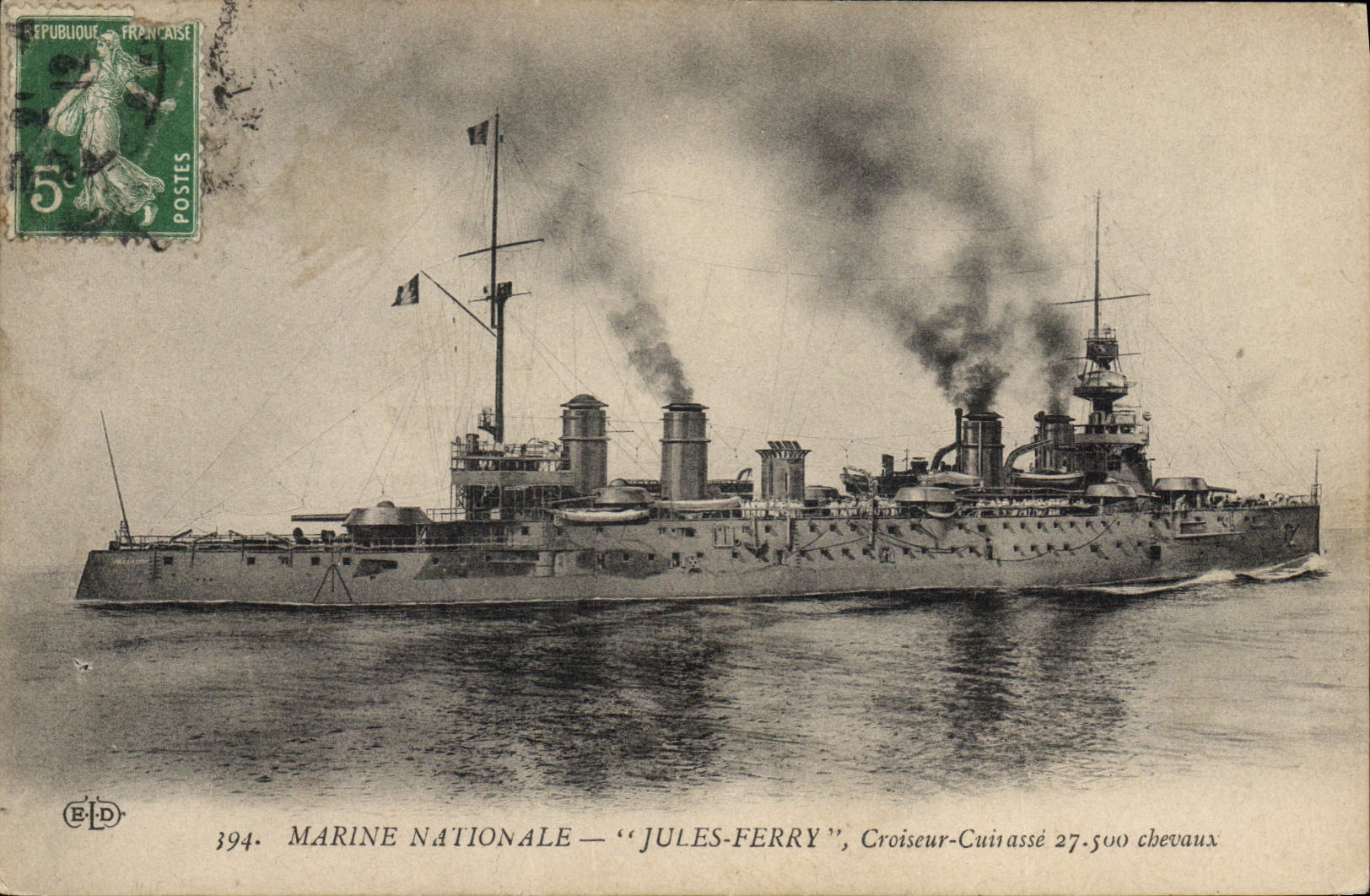 CPA Bateau Jules Ferry Croiseur Cuirasse