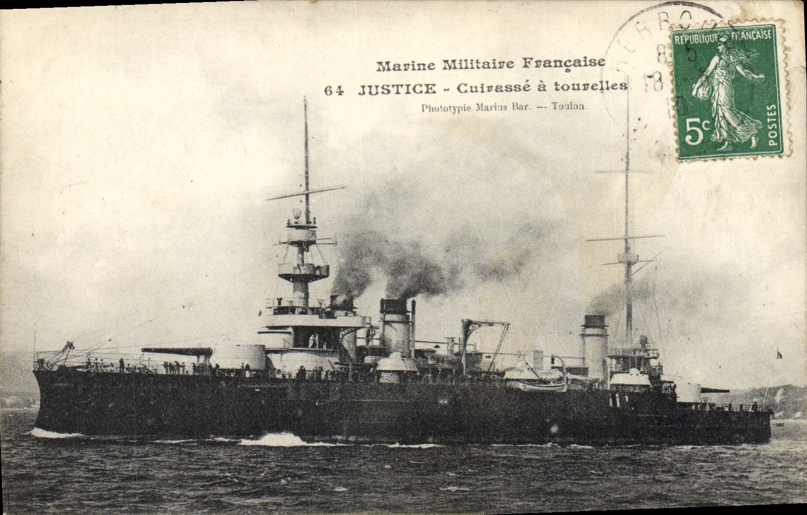 CPA Bateau Justice Cuirasse a tourelles