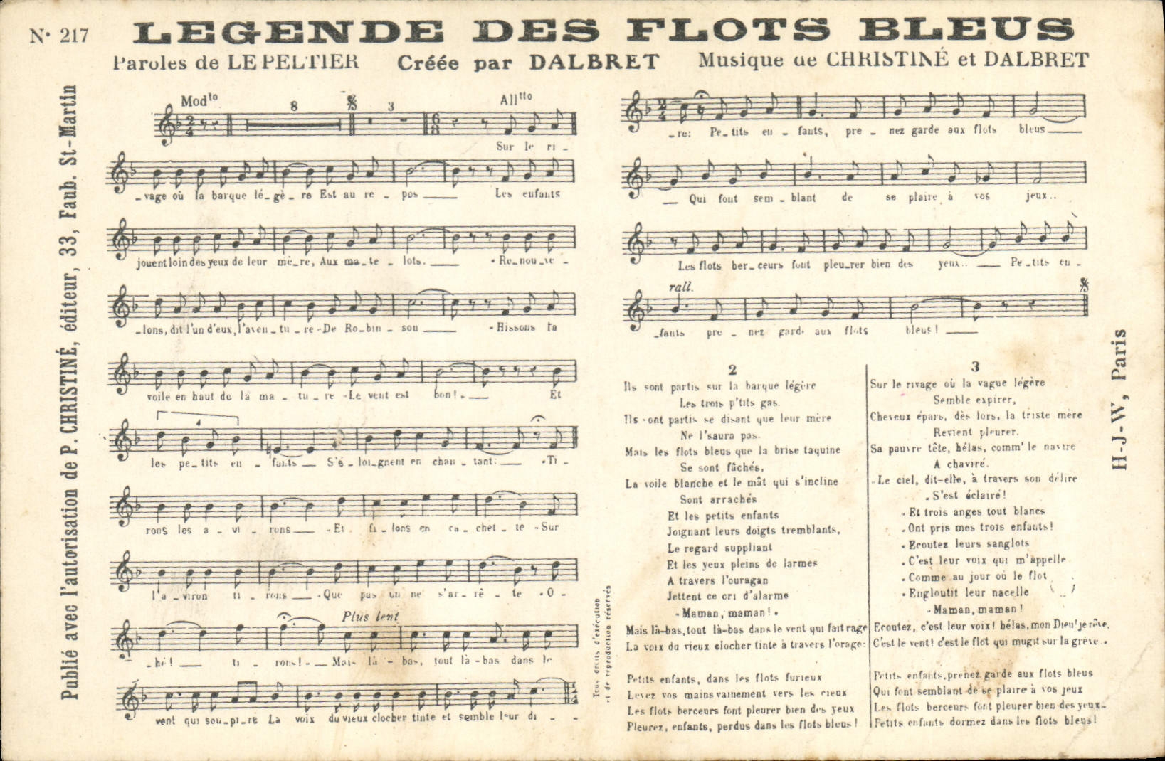 Postal Leyenda de los Mares Azul Lepeltier Dalbret