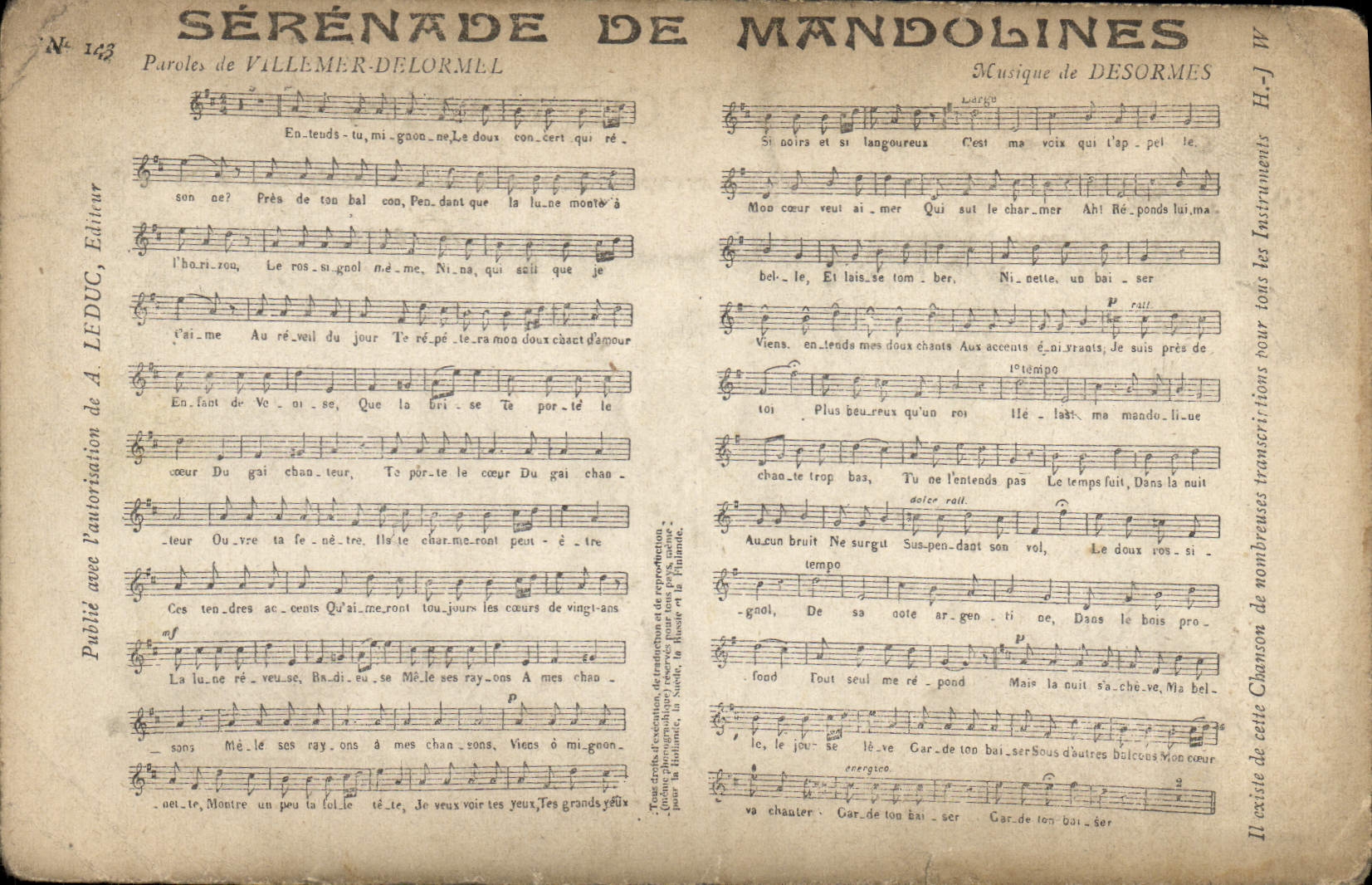 Postal Serenata de las Mandolinas Villemer Delormel Desormes