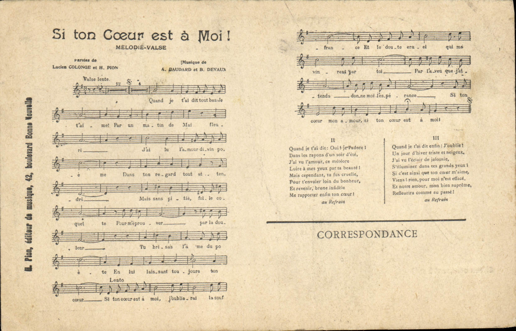 Postal si tu corazón está mi! Lucien Colonge Baudard Devaux