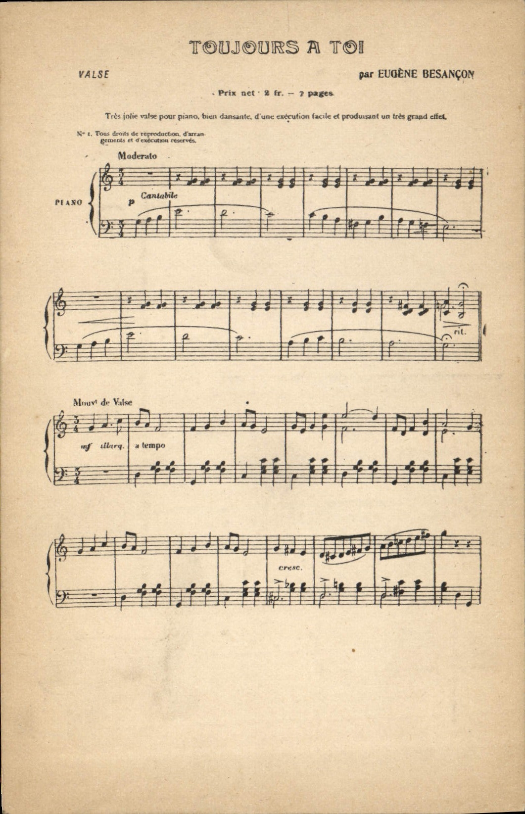 Postal Siempre te tiene te Eugene Besancon Valse