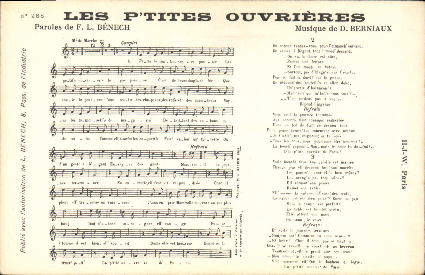 Postal las pequeñas obreras Benech Berniaux