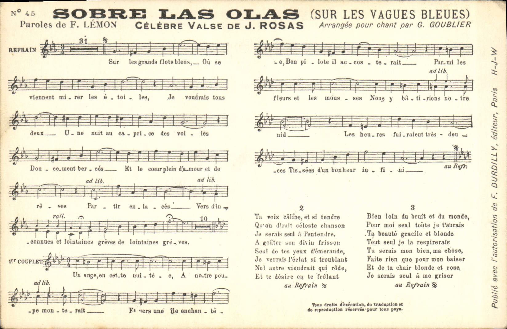 Postal Sobrio Cansados olas sobre las Olas Azul Lemon vapulearon a Goublier