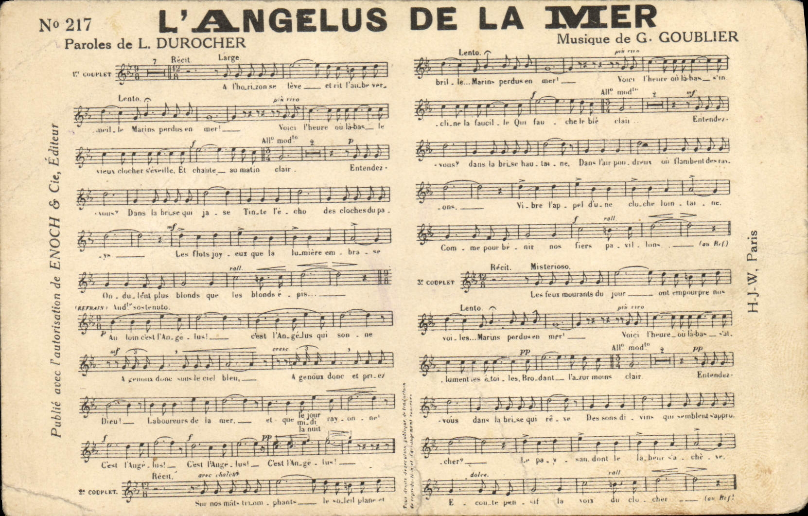 Postal el ángelus del mar Durocher Goublier