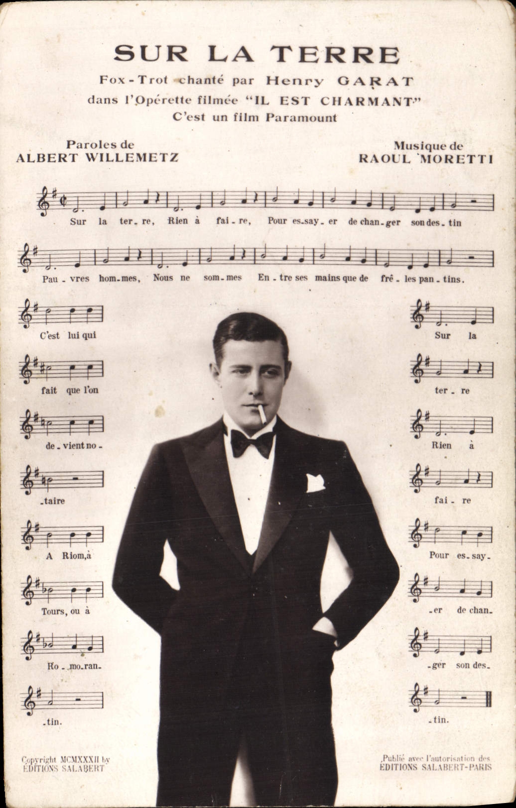 Postal sobre la tierra Enrique Garat Albert Willemetz Raoul Moretti