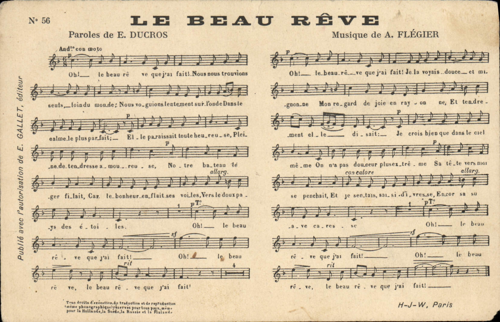 Postal el bonito sueño Ducros Flegier