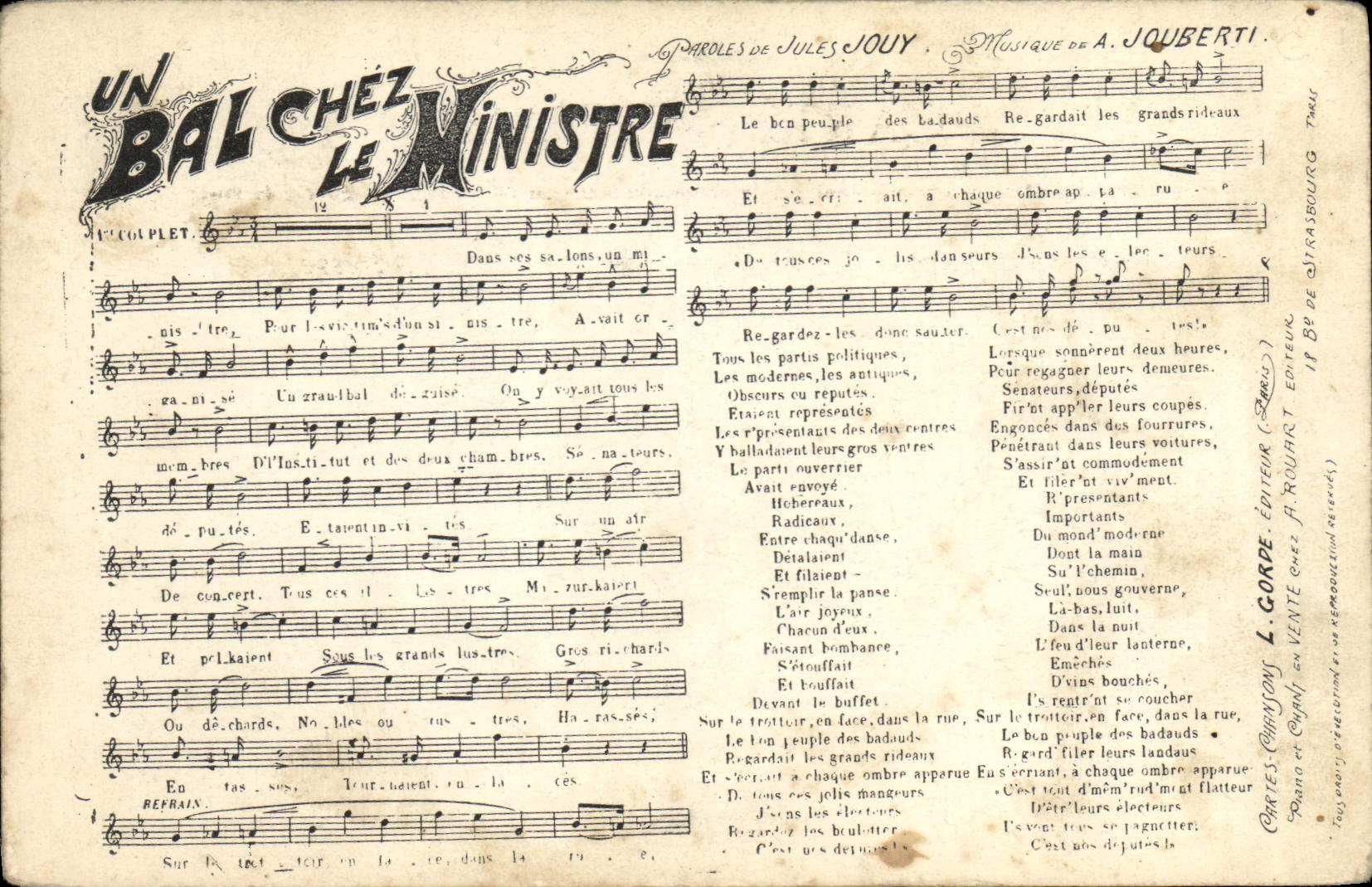 Postal un baile en el Ministro Jules Jouy Jouberty