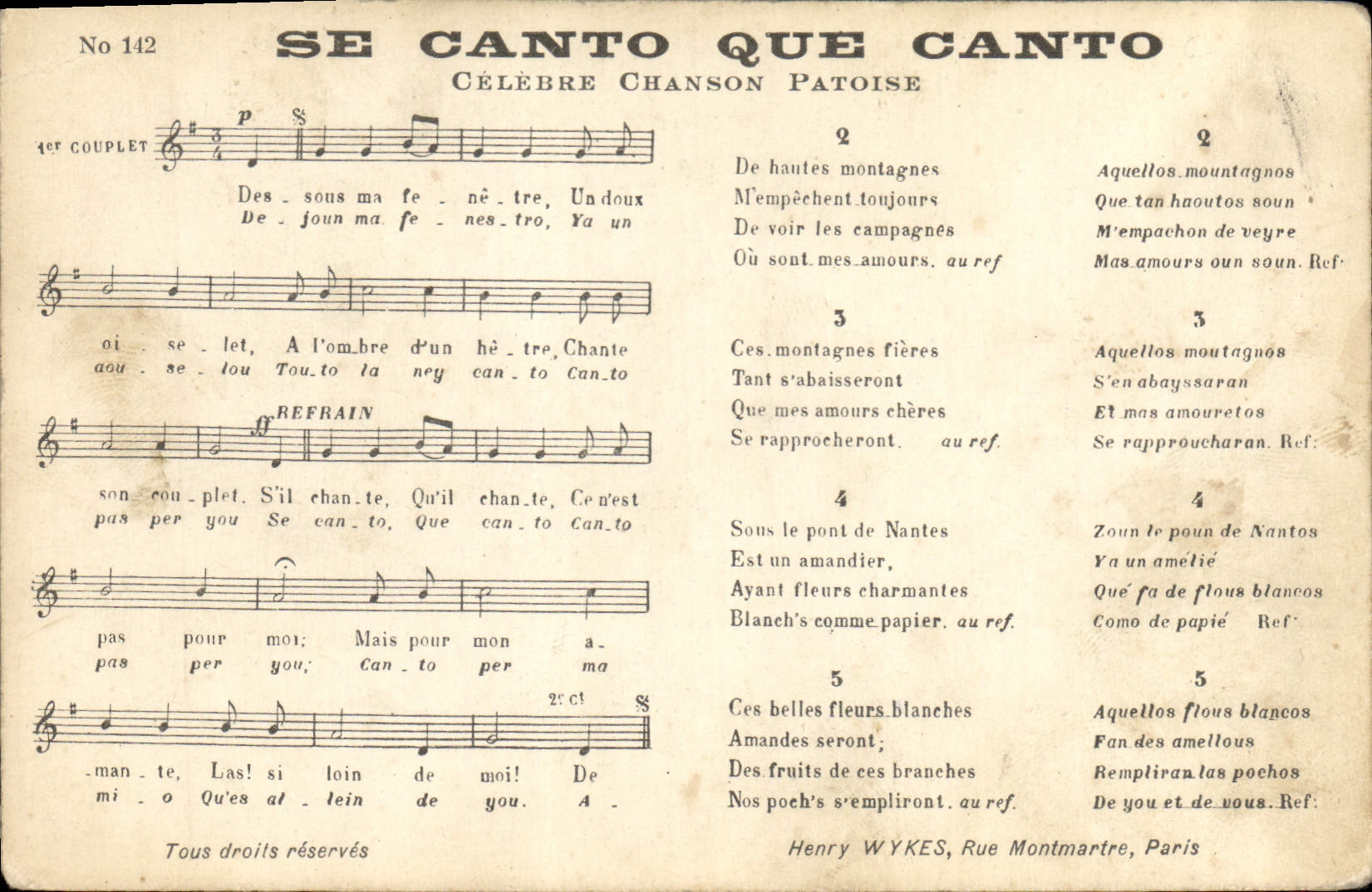 CPA Se Canto Que Canto Celebre chanson patoise