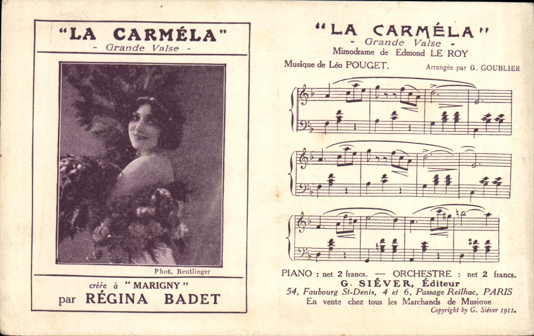 Postal la Carmela Grande vals Marigny Regina Badet