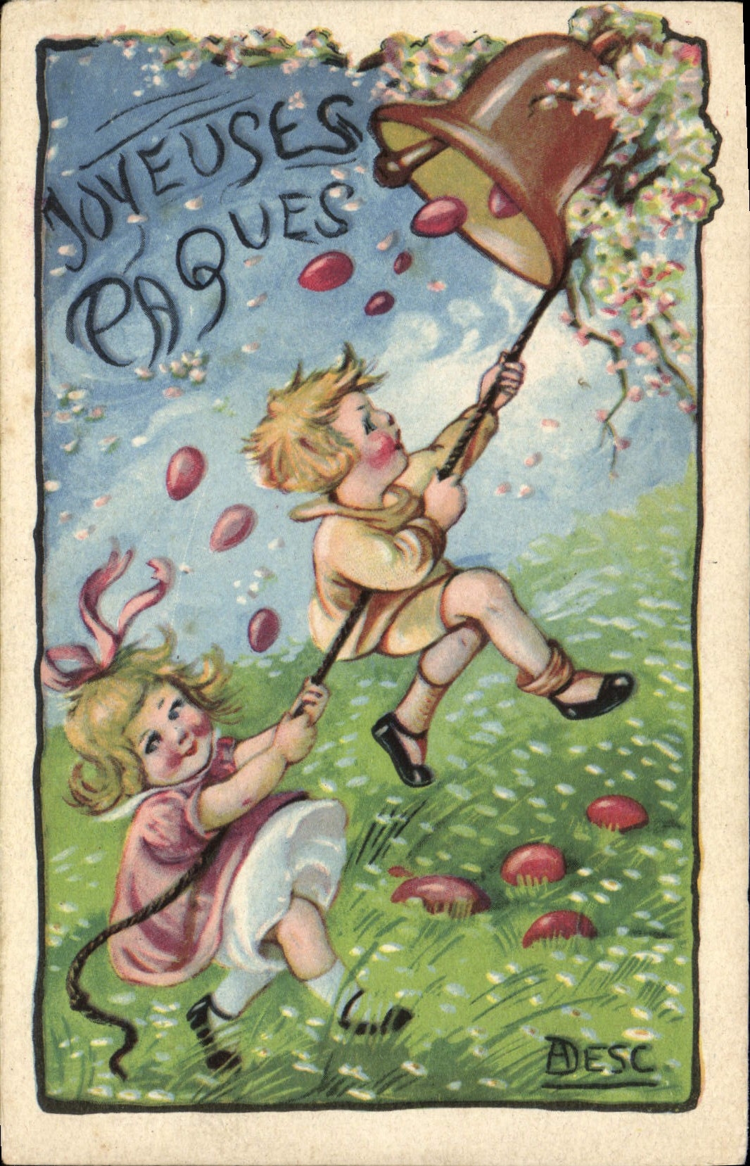 Vintage Postcard Imagination Illustrator Easter Children