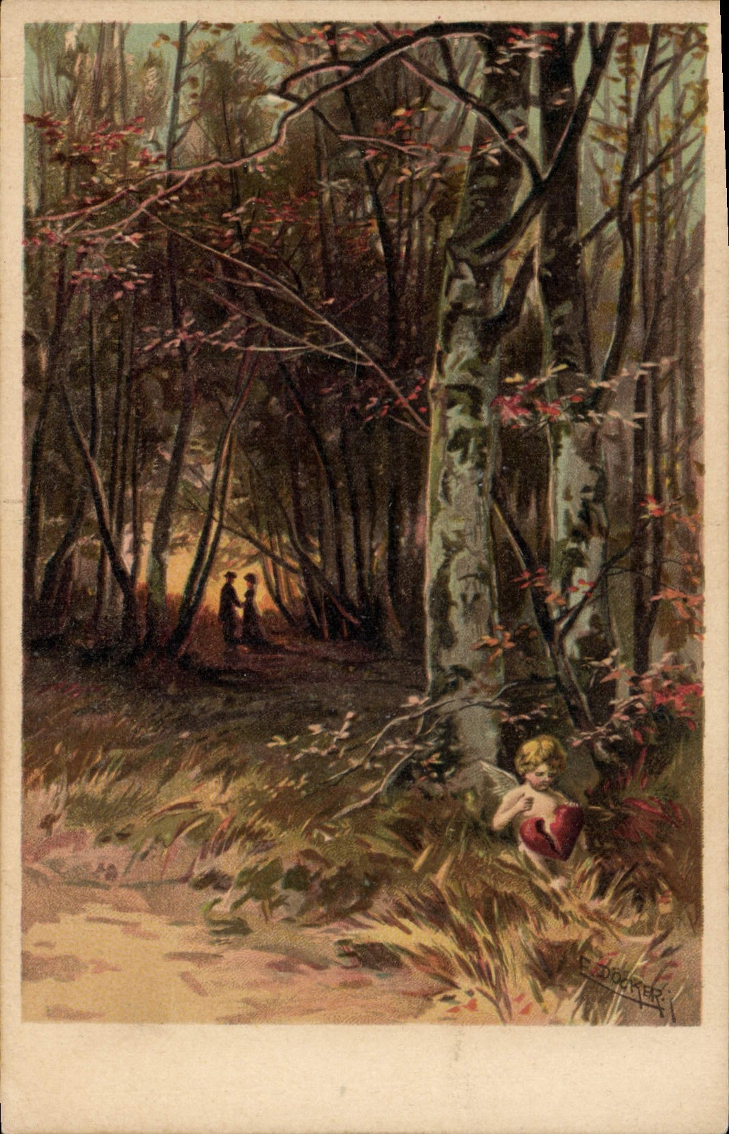 Vintage Postcard Imagination Illustrator Drill Angel